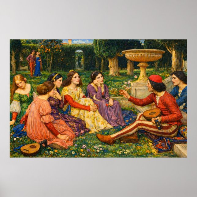 En berättelse från Decameron av Waterhouse Poster (Framsidan)