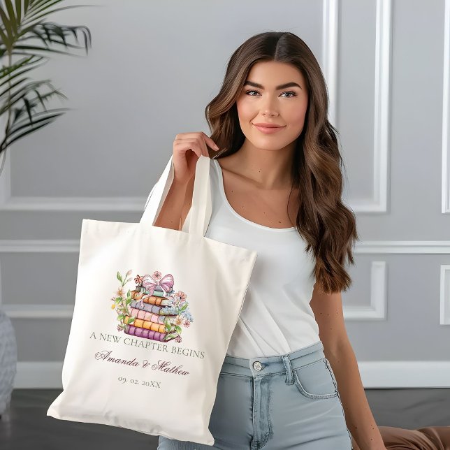 En berättelse om ett nytt kapitel Bröllopsdusch Tygkasse (Skapare uppladdad)