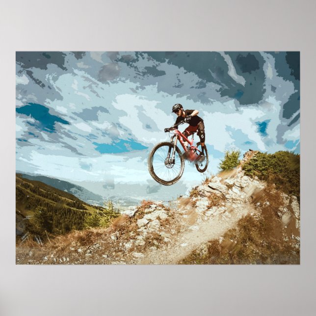 En bergsbike i ett bergsområde poster (Framsidan)