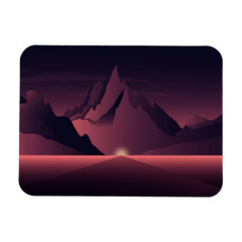 En bergssolnedgångsillustration magnet