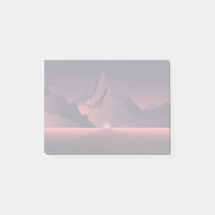 En bergssolnedgångsillustration post-it block