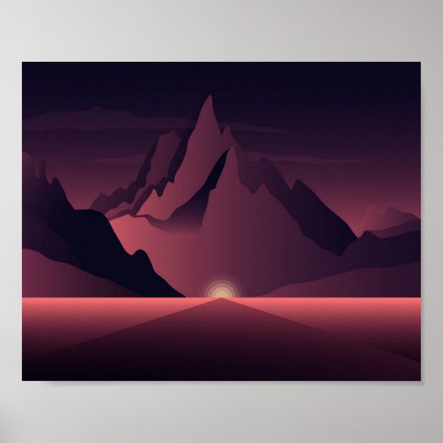 En bergssolnedgångsillustration poster (Framsidan)