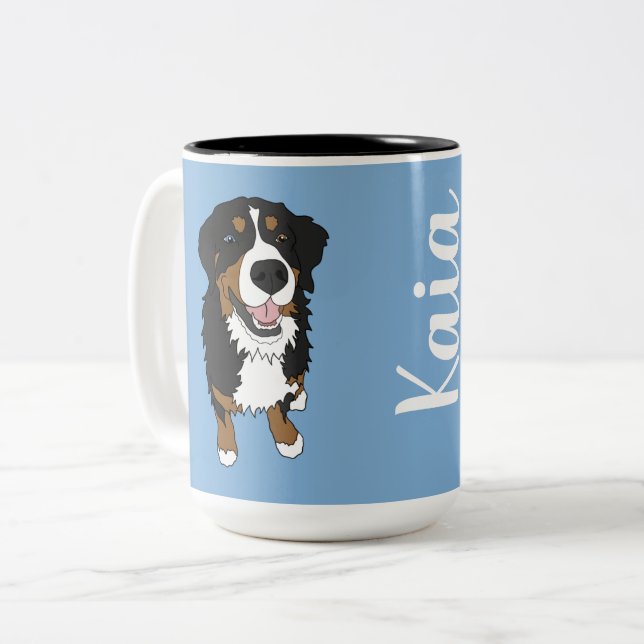 En Berner Sennenhund med blå ögon  Två-Tonad Mugg (Framsida vänster)