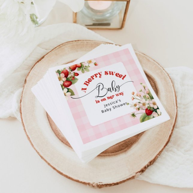 En berry söt babydusch i baby Strawberry Pappersservett (Skapare uppladdad)