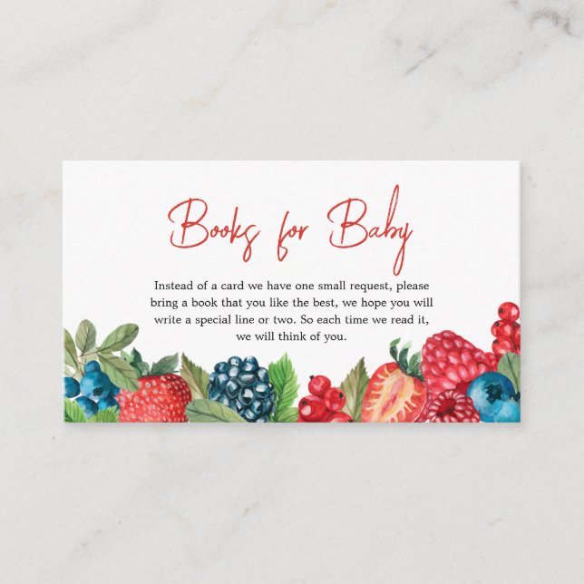 En berry Sweet Baby Shower Bokar för Baby Tilläggskort (Framsida)