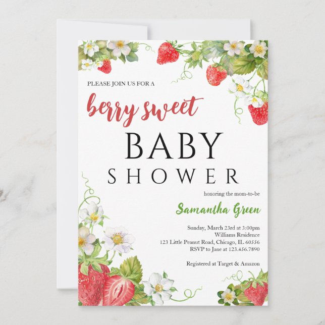 En berry Sweet Baby Shower Inbjudningar (Framsida)