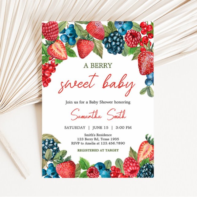 En berry Sweet Baby Shower Inbjudningar (Sweet Girl Berry Baby Shower Invitation
)