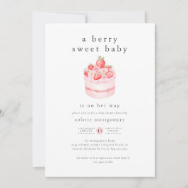 En berry Sweet Baby Strawberry Baby Shower Inbjudningar