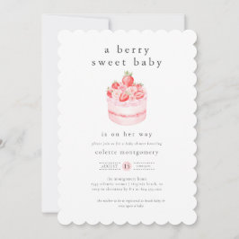 En berry Sweet Baby Strawberry Baby Shower Inbjudningar