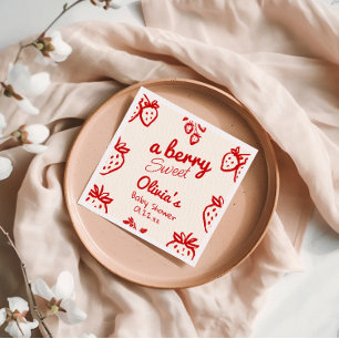 En berry Sweet Hand plockade Strawbär Baby Shower Pappersservett