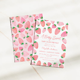 En berry Sweet Strawberry Baby Shower Inbjudningar