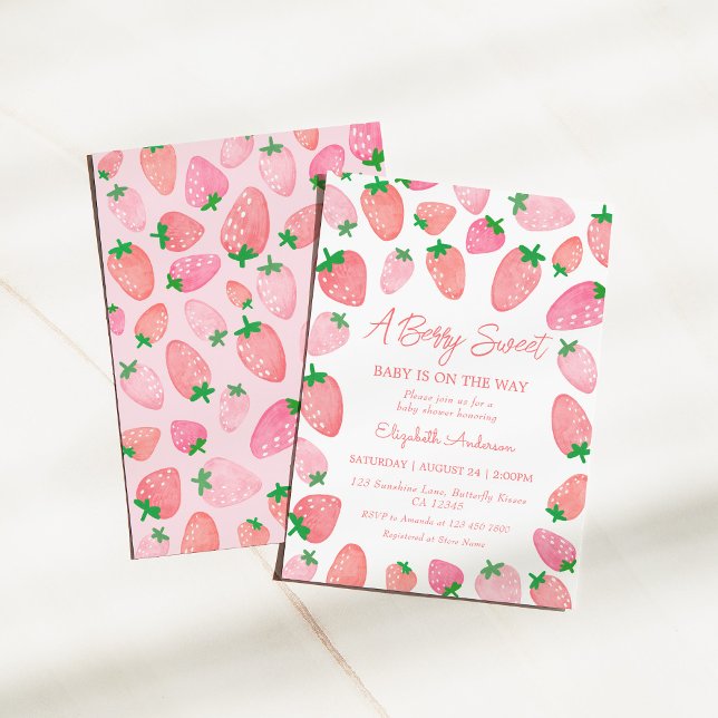 En berry Sweet Strawberry Baby Shower Inbjudningar (Skapare uppladdad)