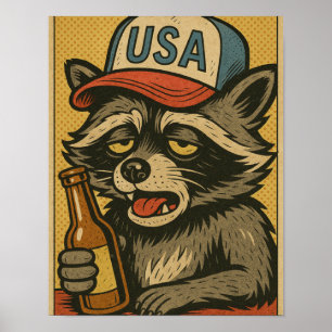 EN BERUSAD TVÄTTBJÖRN GÅR IN I EN BAR-6 POSTER