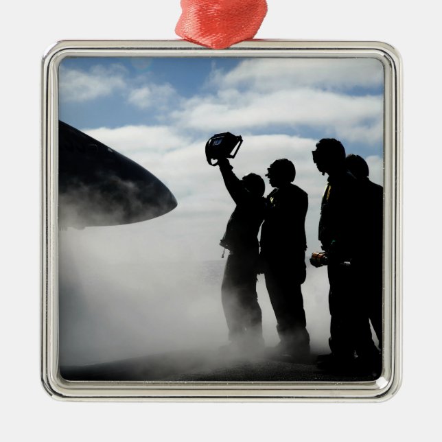 En besättningsmedlem i cockpit julgransprydnad metall (Framsidan)