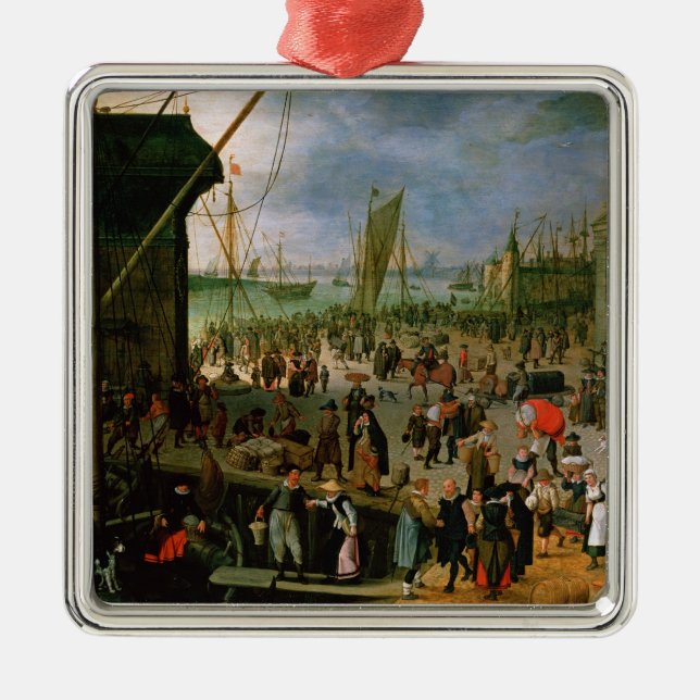 En beskåda av den Antwerp hamnen Julgransprydnad Metall (Framsidan)
