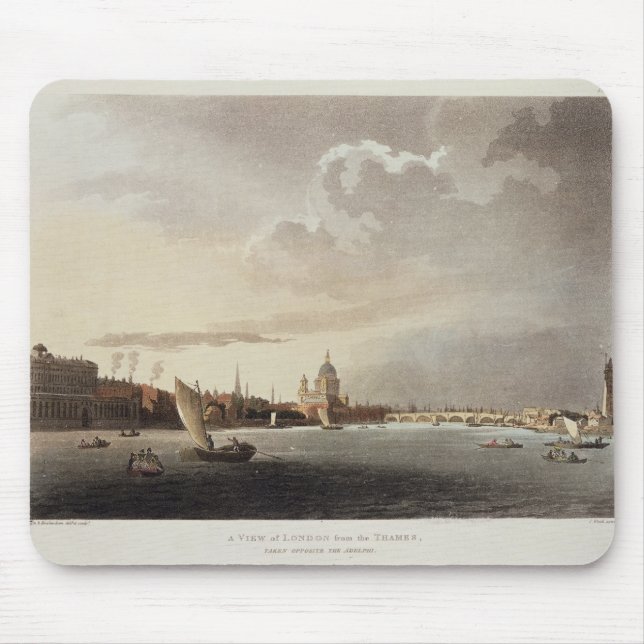 En beskåda av London från Thamesen, 1809 Musmatta (Framsidan)