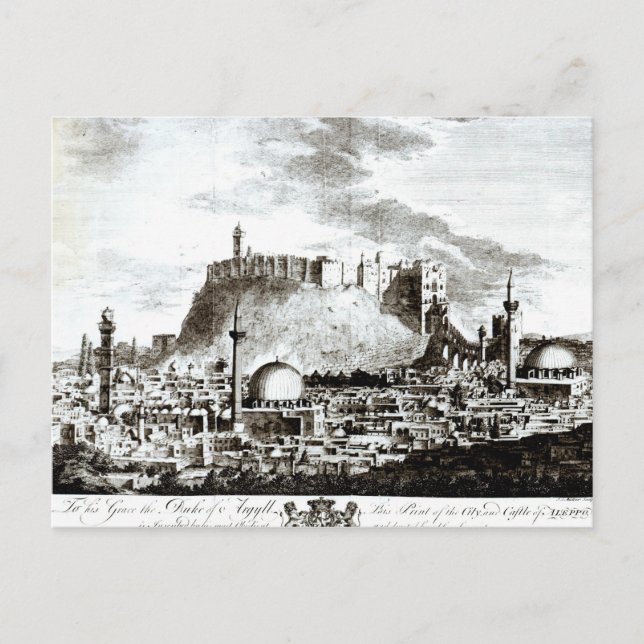En beskåda av staden och slottet av Aleppo, Syrien Vykort (Framsida)