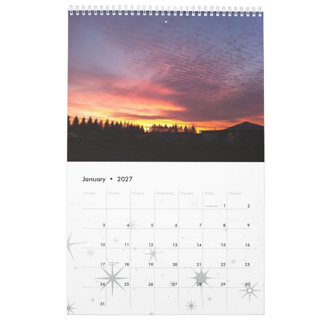 En beskåda från finger sjöarregionen kalender (Jan 2027)