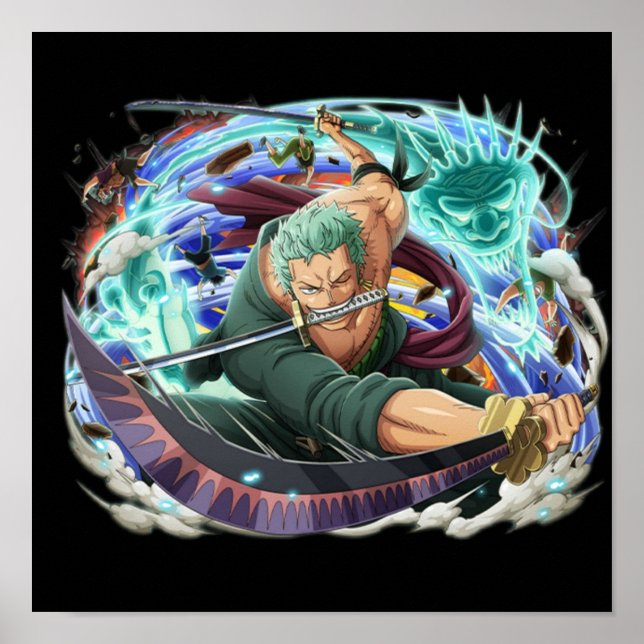 En biet-arg Roronoa Zoro-skjorta Poster (Framsidan)