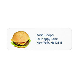 En Big Juicy Cheeseburger Photo Returadress Etikett