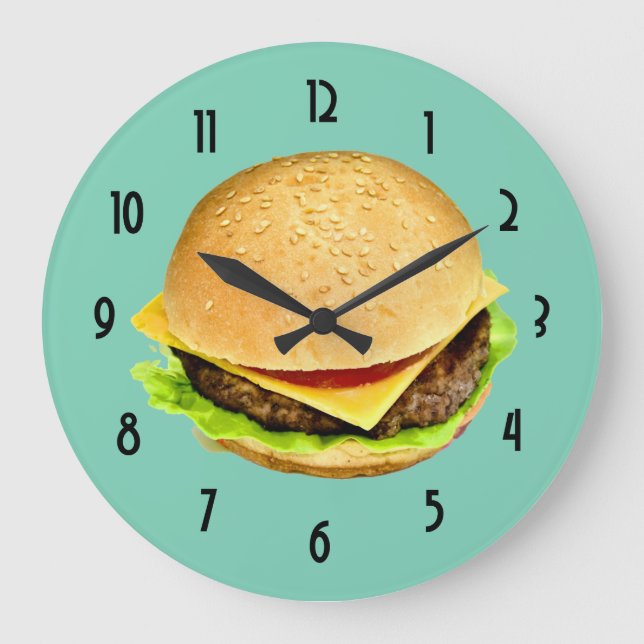 En Big Juicy Cheeseburger Photo Stor Klocka (Framsida)