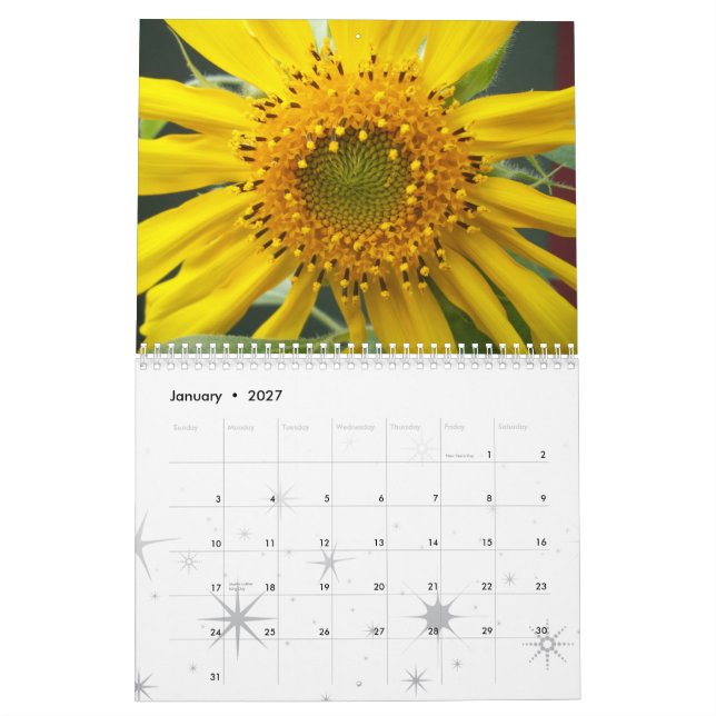 En bildmässig blomma kalender (Jan 2027)