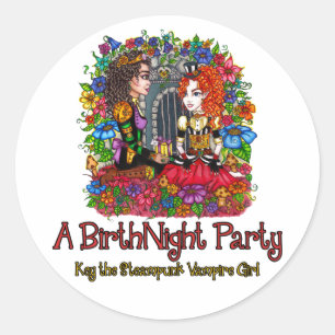 En BirthNight partyklistermärke Runt Klistermärke