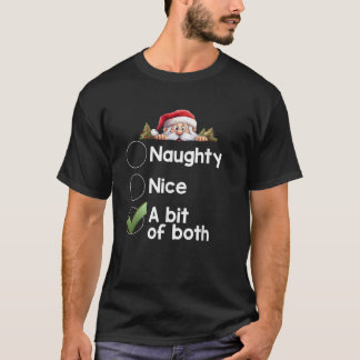En bit av båda julmatchande naughty nice lista t shirt