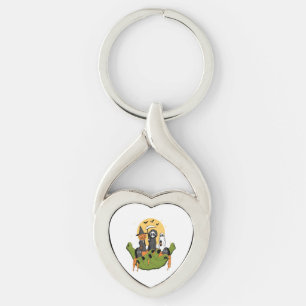 En bit av Halloween Twisted Heart Silverfärgad Nyckelring