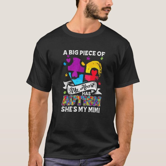 En bit av mitt hjärta har autism Min Mimi  1 T Shirt (Framsida)