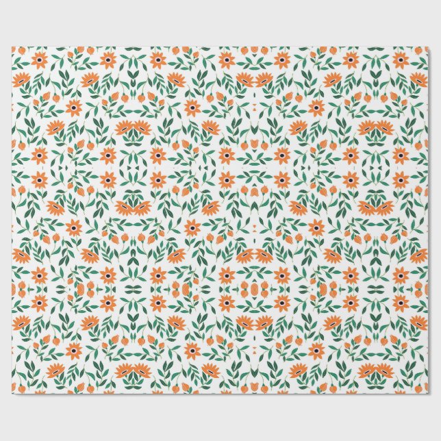 En bit inpackningspapper med blommönster presentpapper (Platt)