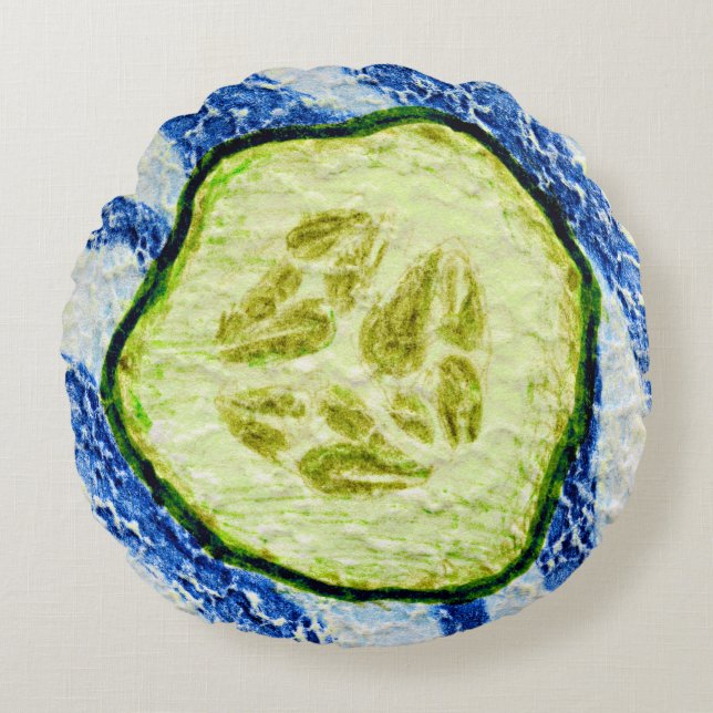 En bit sommargurkor Gherkin Rund Kudde (Framsidan)