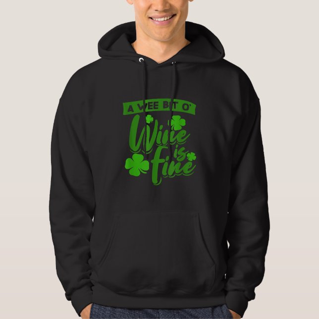 En bit vin St Patricks Outfit för Vin Drin Hoodie (Framsida)