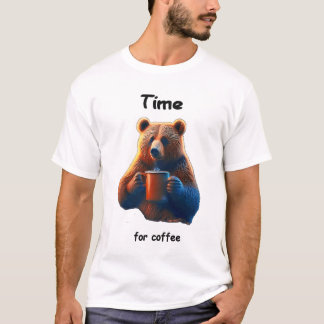 En björn håller en brinnande mugg av kaffe t shirt