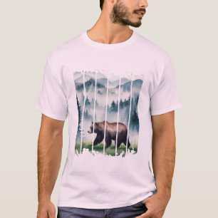en björn i en mistskog av Vild T Shirt