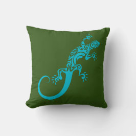 En blå gecko som husdjur. Kook Art Dekorativ kudde