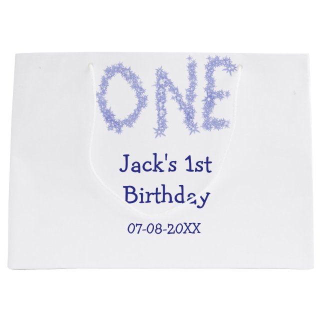 En blå glitter-pojke, modern 1-årsdag (Framsidan)