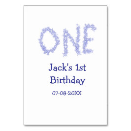 En blå glitter-pojke, modern 1-årsdag bordsnummer