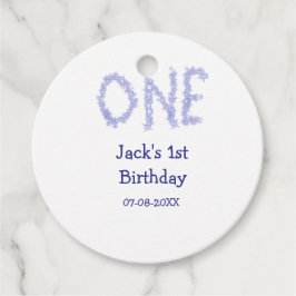 En blå glitter-pojke, modern 1-årsdag gåvor etiketter