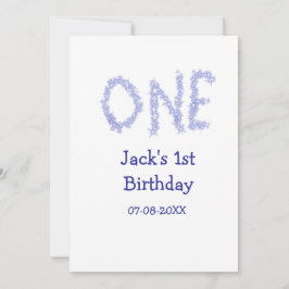 En blå glitter-pojke, modern 1-årsdag julkort