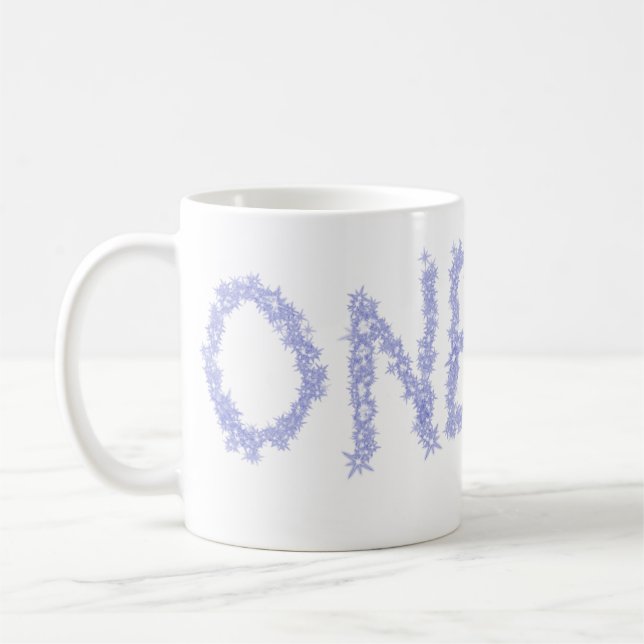 En blå glitter-pojke, modern 1-årsdag kaffemugg (Vänster)