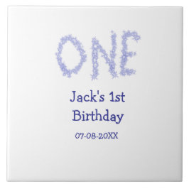 En blå glitter-pojke, modern 1-årsdag kakelplatta
