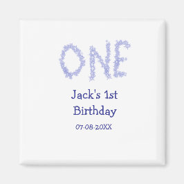 En blå glitter-pojke, modern 1-årsdag magnet