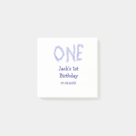 En blå glitter-pojke, modern 1-årsdag post-it block