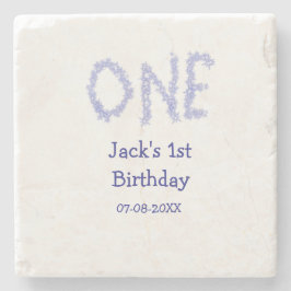 En blå glitter-pojke, modern 1-årsdag stenunderlägg