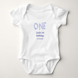 En blå glitter-pojke, modern 1-årsdag t shirt