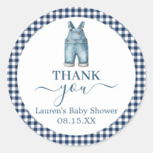 En blå Jeans Baby Shower Round Sticker