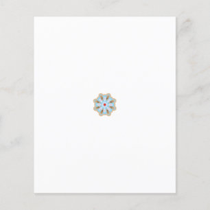 en blå och brun blomma med rött centrum flygblad