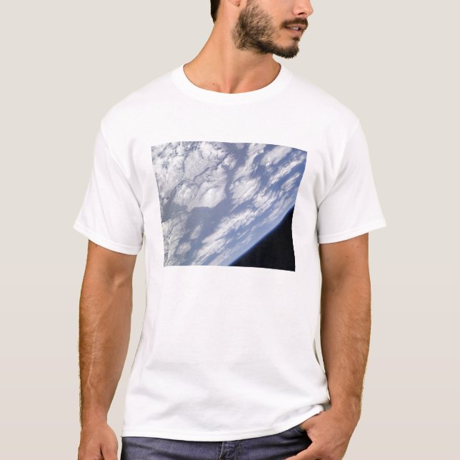En blå och vit del av jorden tee shirt (Framsida)