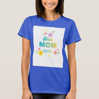 en blå t-shirt med halva ärmar super mom design